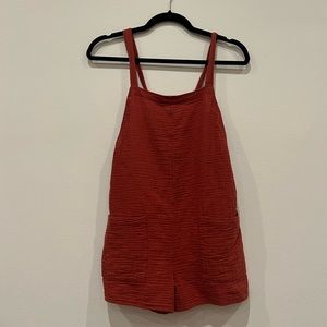 Cute & Comfy Fall Rusty Orange Romper with Adjustable Tie in the Back:)